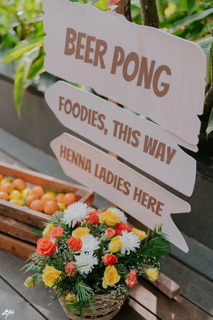 Signage and Floral detail — Pool Party decor — Alila Diwa Goa